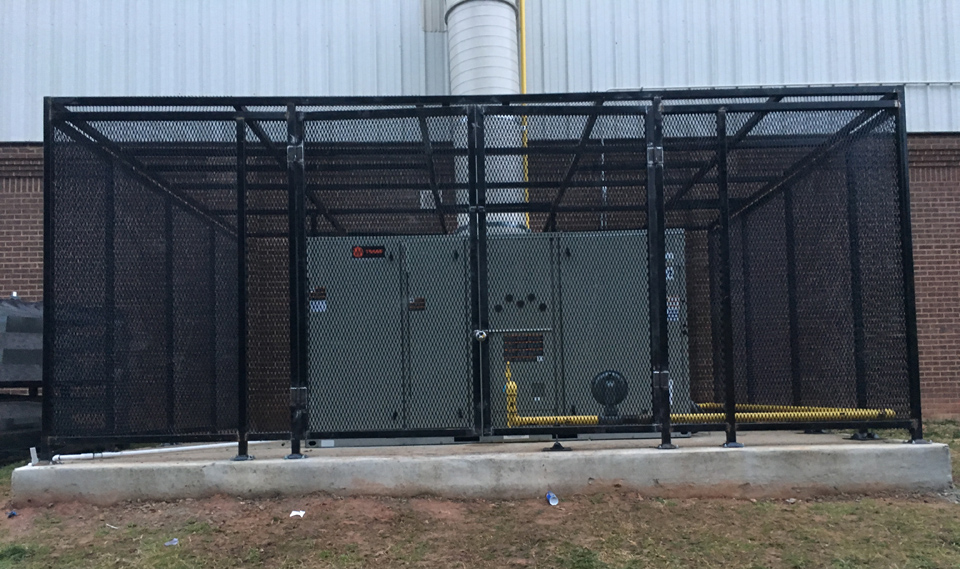 Front view of large Cage Man AC cage for commercial property
